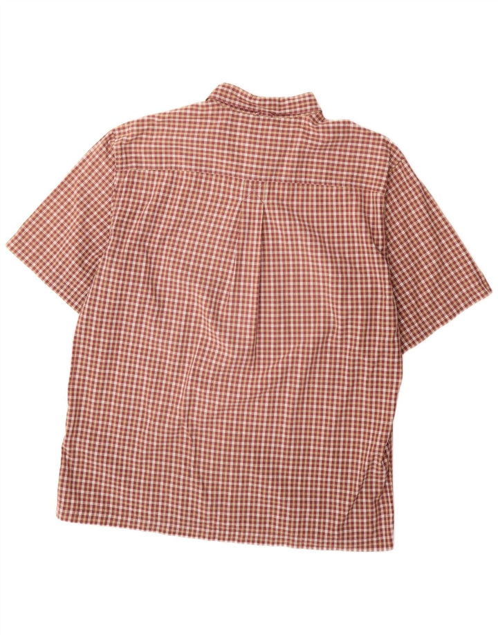 TIMBERLAND Herren Kurzarmhemd XL Burgunderrot kariert Baumwolle