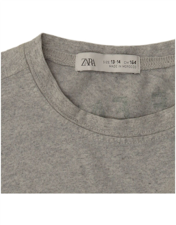 Zara Jungen T-Shirt mit Grafik, 13–14 Jahre, grau gefleckt