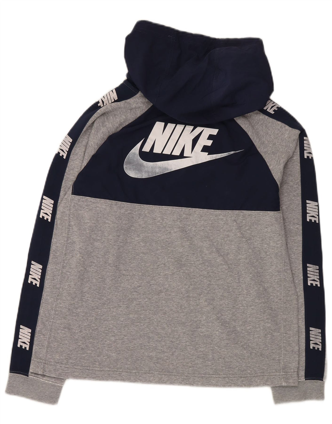 NIKE Jungen-Pullover mit Grafik-Kapuzenpullover, 13–14 Jahre, XL, graue Farbblock-Baumwolle