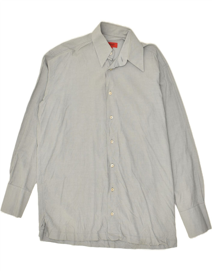 HUGO BOSS Mens Shirt Medium Grey Cotton | Vintage Hugo Boss | Thrift | Second-Hand Hugo Boss | Used Clothing | Messina Hembry 