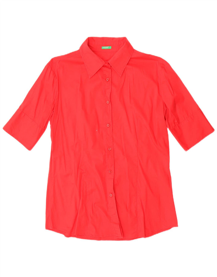 Benetton Damen Kurzarmhemd UK 16 Large Rot