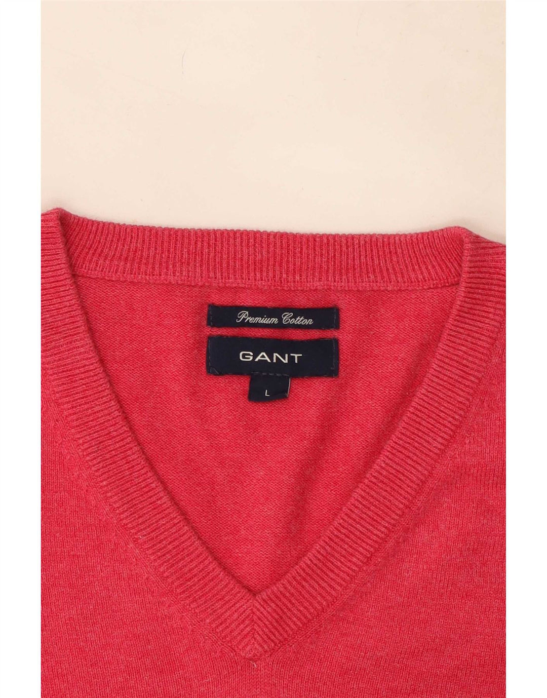 Gant Herren-Pullover mit V-Ausschnitt, groß, rosa Baumwolle