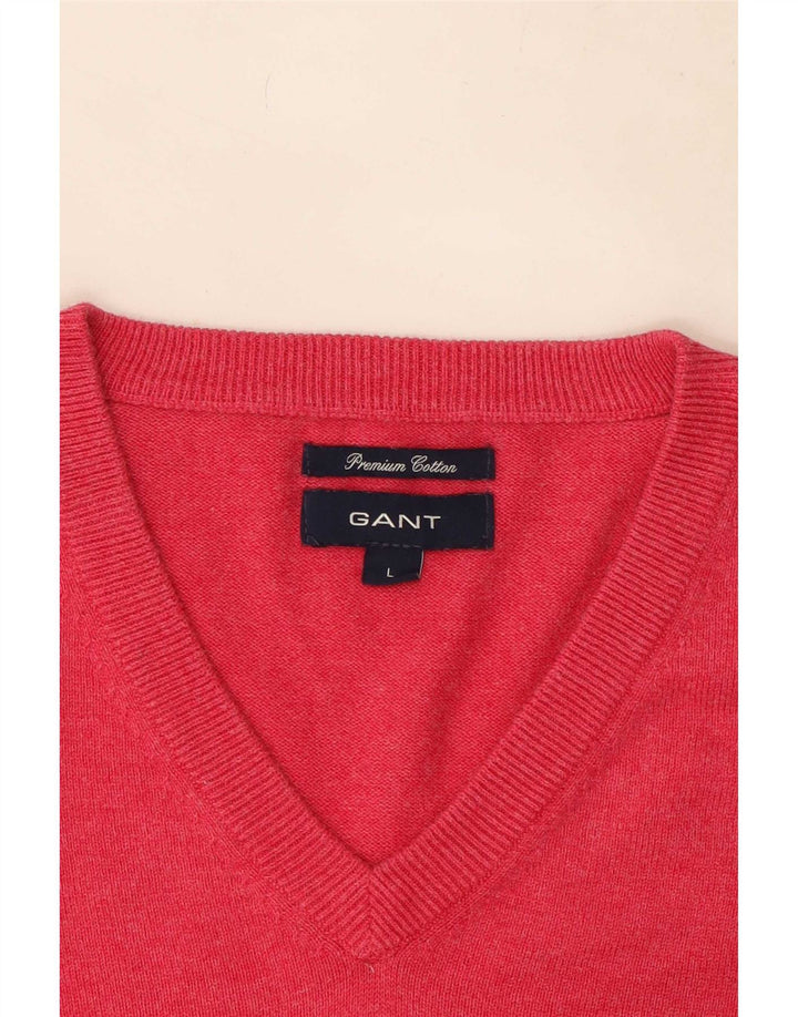 Gant Herren-Pullover mit V-Ausschnitt, groß, rosa Baumwolle