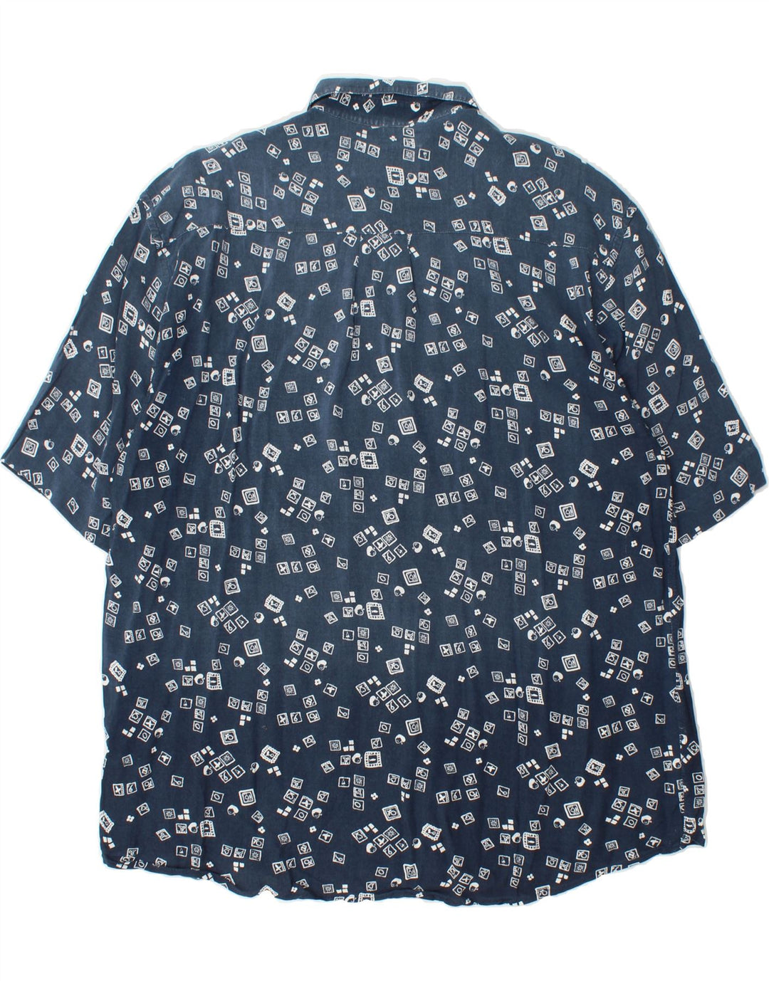 SEIDENSTICKER Mens Short Sleeve Shirt Size 41/42 Large Blue Geometric Vintage Seidensticker and Second-Hand Seidensticker from Messina Hembry 