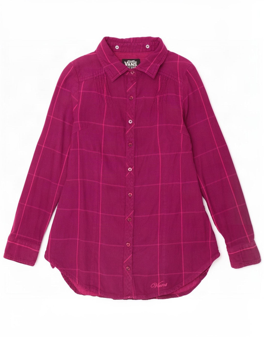 Vans Damenhemd UK 10 Small Lila kariert Baumwolle