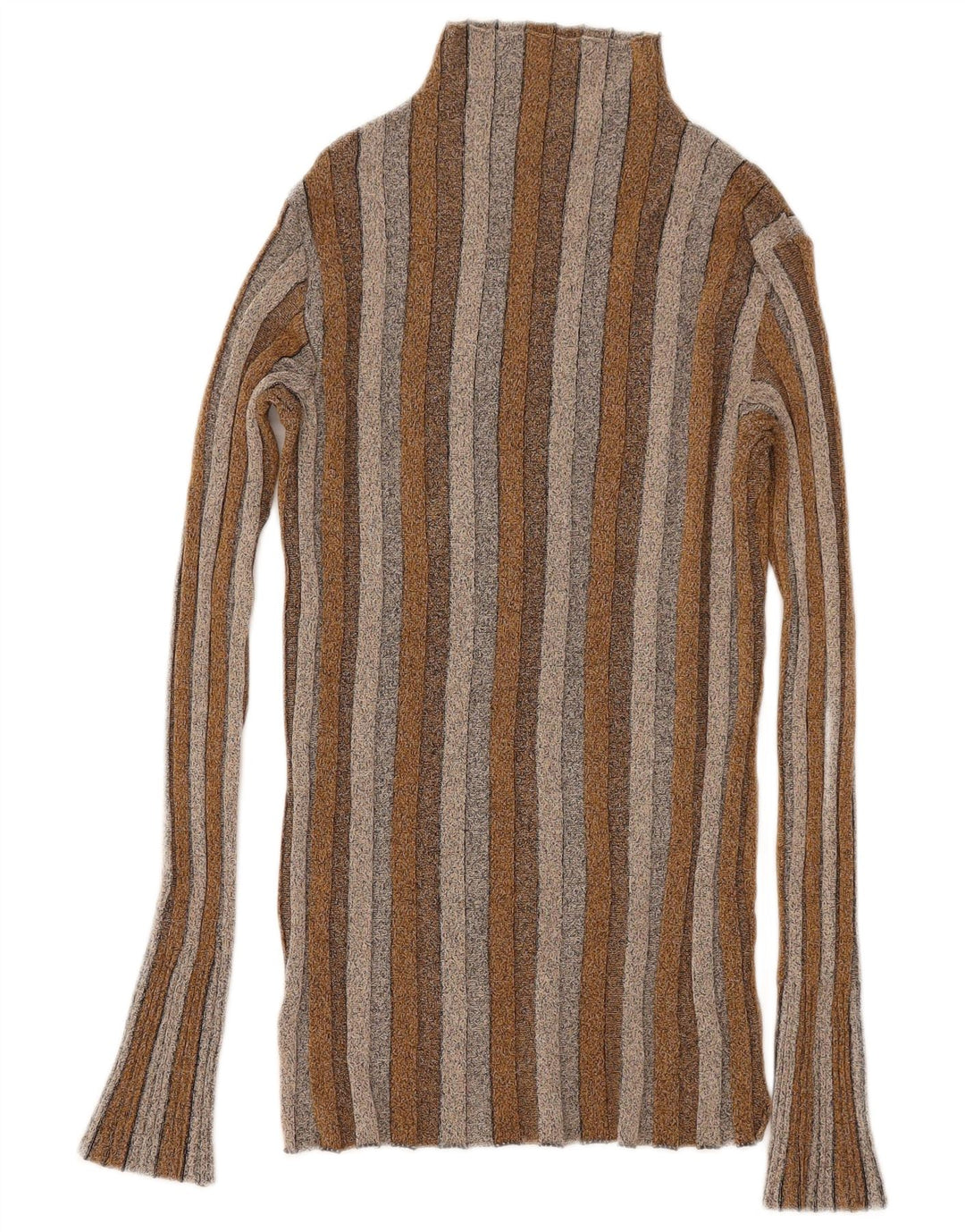 Zara Damen Top Langarm UK 12 Mittelbraun gestreift