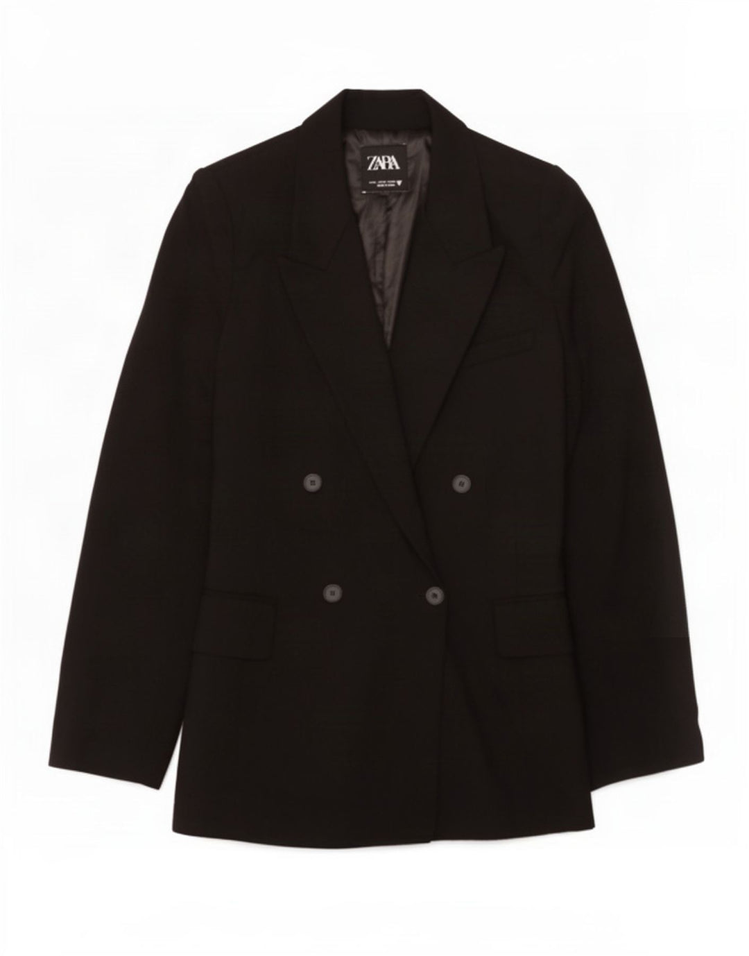 Zweireihiger Blazer für Damen von Zara, Gr. 12, Mittelschwarz