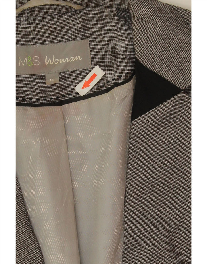 Marks & Spencer Damen Crop Blazer Jacke UK 14 Large Grau Farbblock