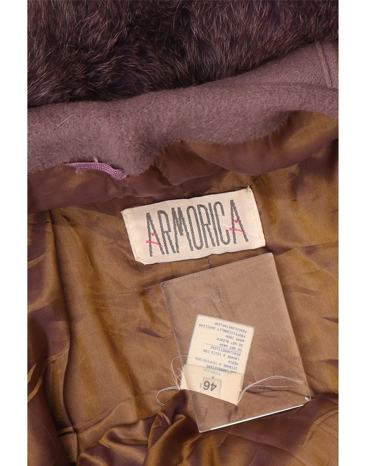 Armorica Damen-Übergroßer Mantel mit Kapuze IT 46 Large Lila Wolle