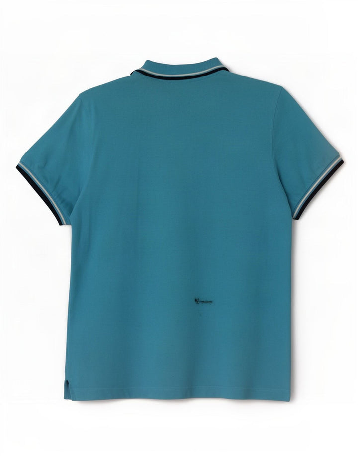 Lotto Herren-Poloshirt aus mittelblauer, gestreifter Baumwolle