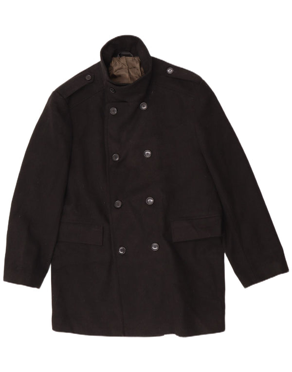Marks & Spencer Herren-Militär-Zweireihermantel, UK 42, XL, Schwarz, Polyester