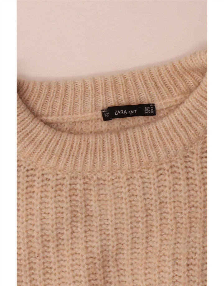 Zara Damen-Pullover, übergroß, Rundhalsausschnitt, Gr. 14, Mittelbeige