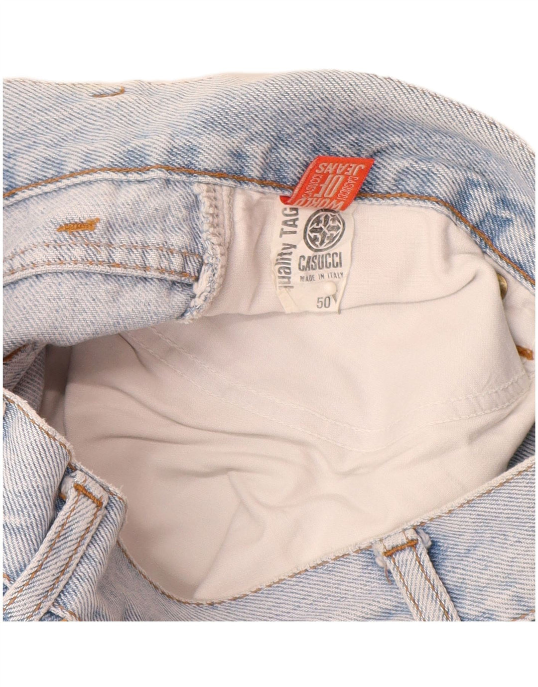 CASUCCI Damen High Waist Tapered Jeans IT 50 XL W28 L29 Blaue Baumwolle