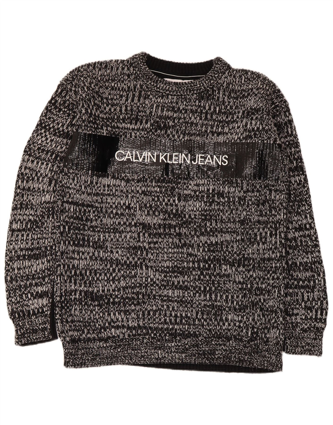 Calvin Klein Jeans Herren-Pullover mit Rundhalsausschnitt, Mittelgrau meliert