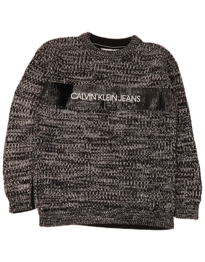 Calvin Klein Jeans Herren-Pullover mit Rundhalsausschnitt, Mittelgrau meliert