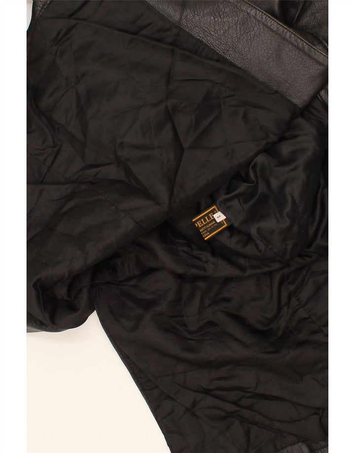 VINTAGE Womens Leather Coat UK 10 Small Black Leather Vintage Vintage and Second-Hand Vintage from Messina Hembry 