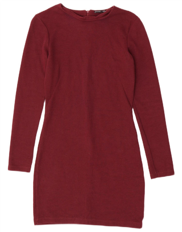Zara Damen Langarm-Etuikleid, Größe S, Kastanienbraun, Polyester
