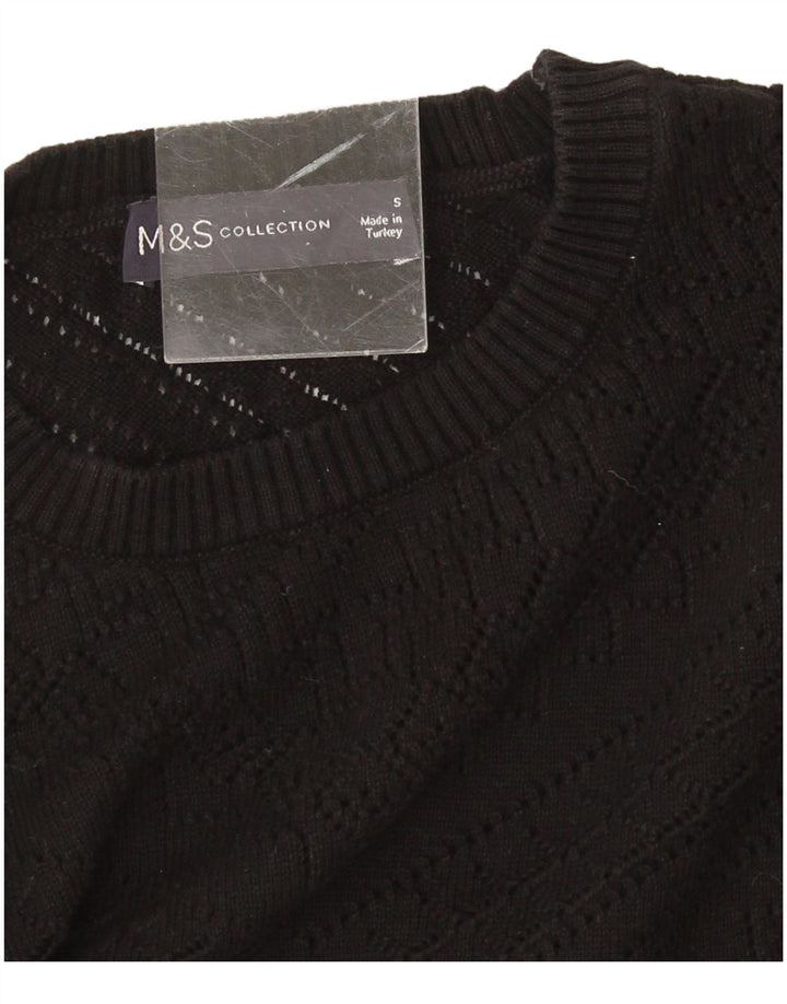 Marks & Spencer Damen-Pullover mit Rundhalsausschnitt, Gr. 10, Größe S, Schwarz, geometrisch