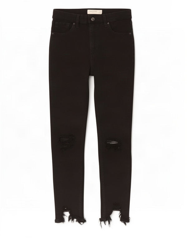 Topshop Damen Jamie Distressed Skinny Jeans W30 L24 Schwarze Baumwolle