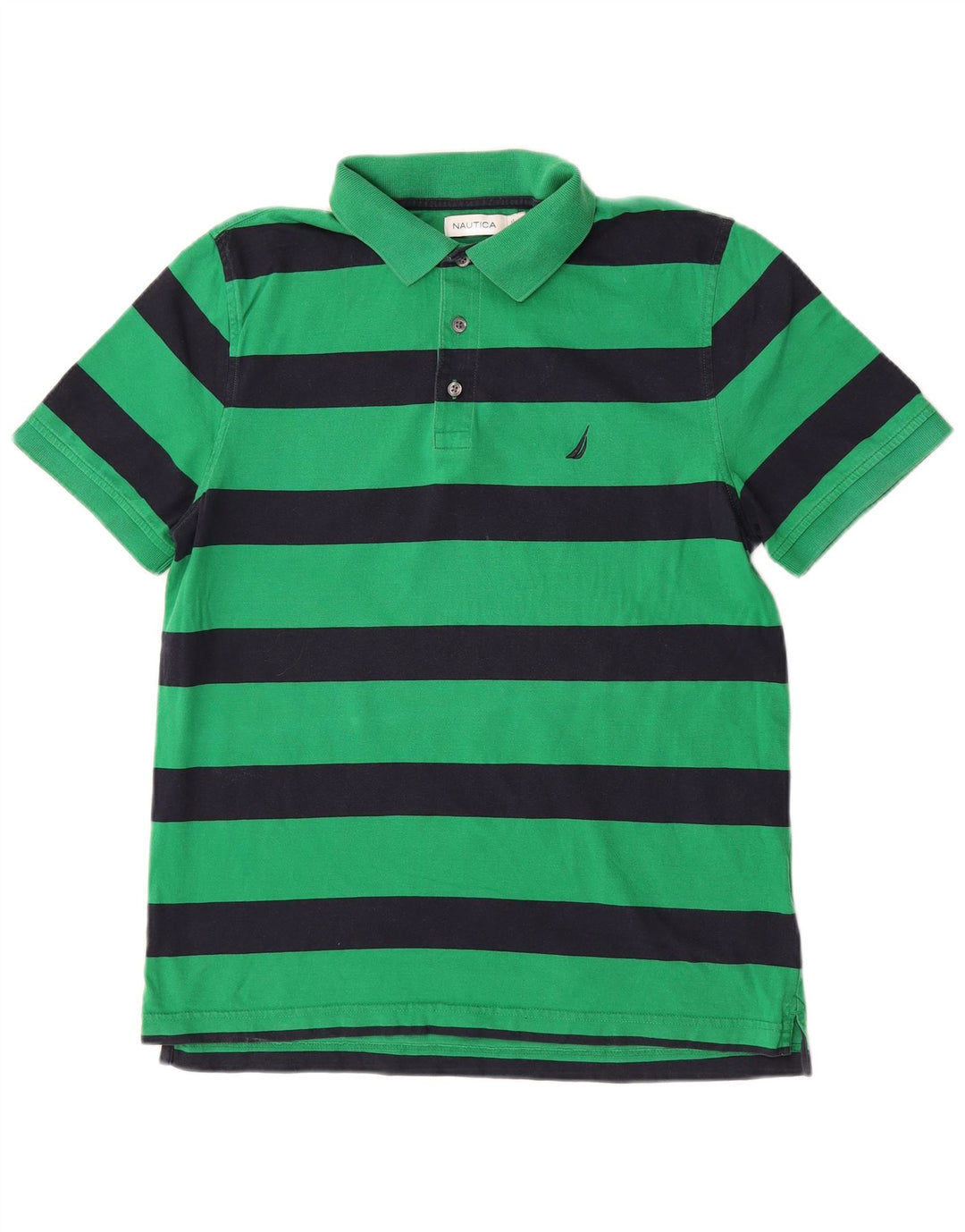 Nautica Herren-Poloshirt aus mittelgrüner, gestreifter Baumwolle