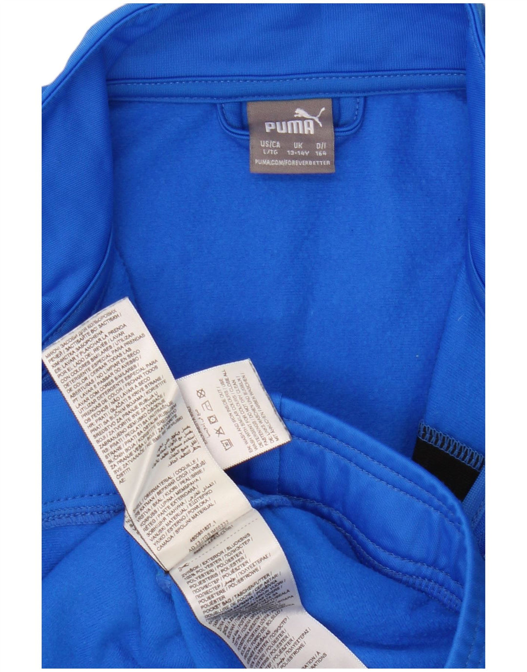 Puma Jungen-Trainingsanzug-Top-Jacke, 13–14 Jahre, blaues Farbblock-Polyester