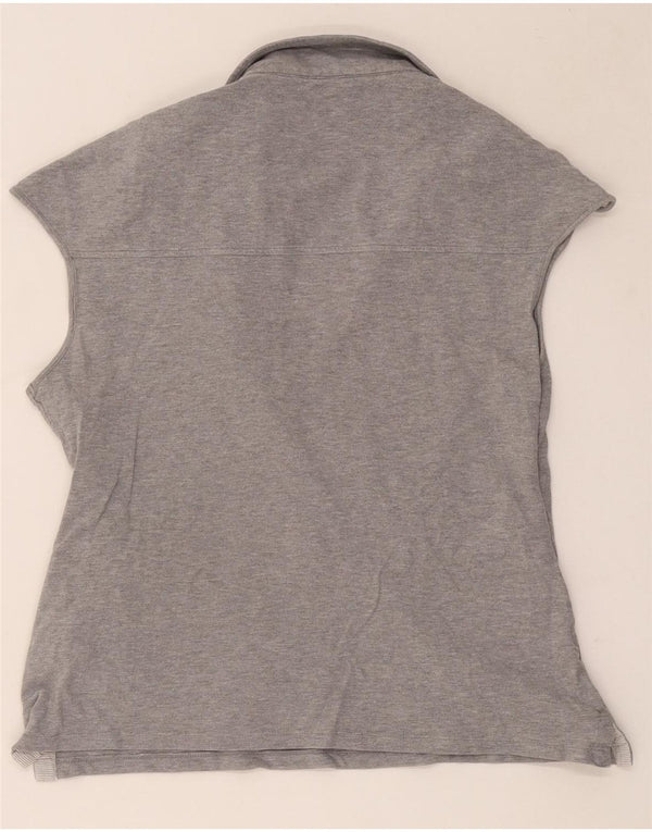 Woolrich Damen ärmelloses Poloshirt UK 18 XL Grau Baumwolle