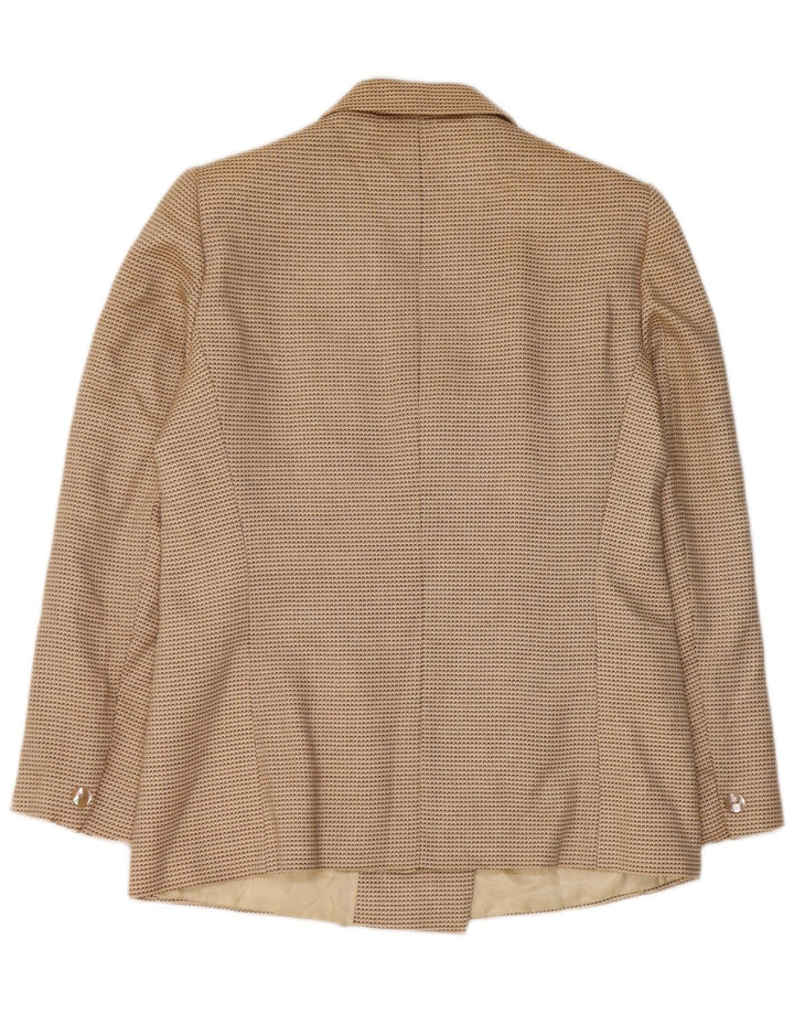 Max Mara Damen Zweireihige Blazerjacke UK 16 Large Beige Geometrisch