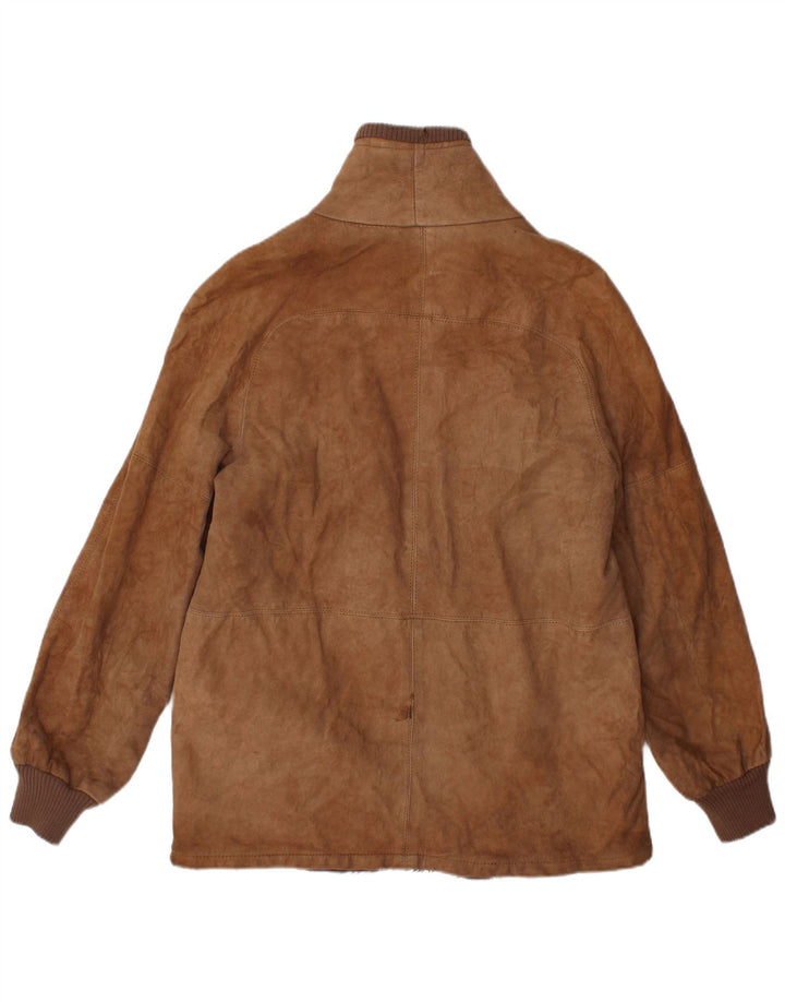 Vintage Herren Shearling Jacke UK 38 Mittelbraunes Leder