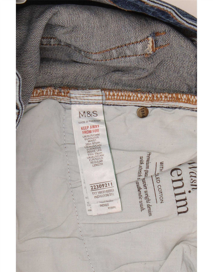 Marks & Spencer Herren Straight Jeans W38 L31 Blaue Baumwolle
