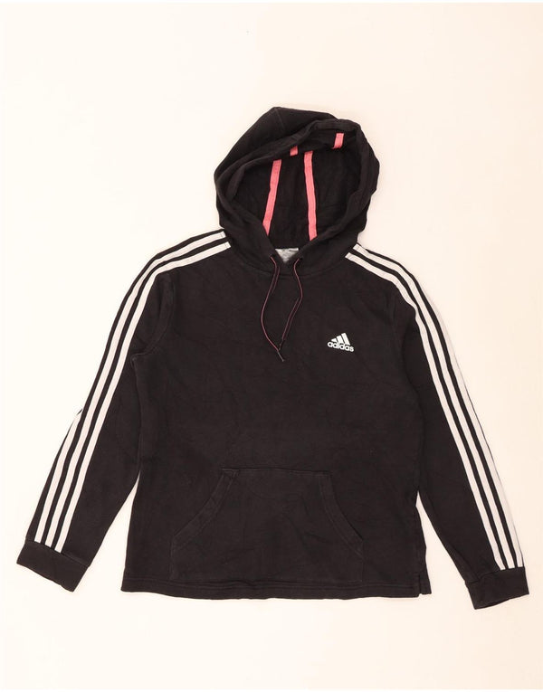 Adidas Damen Kapuzenpullover UK 8/10 Small Schwarz Baumwolle