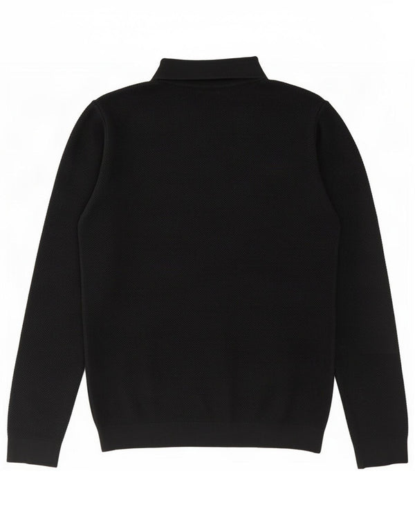 Reiss Womens Zip Neck Jumper Sweater UK 14 Medium Black Cotton