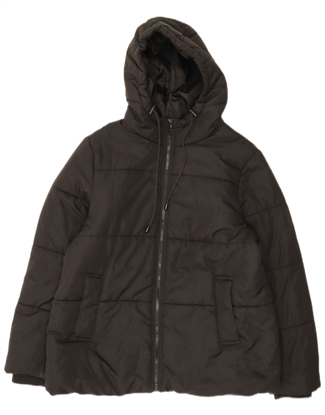 John Lewis Wattierte Damenjacke mit Kapuze, UK 16, Größe L, Schwarz, Polyester