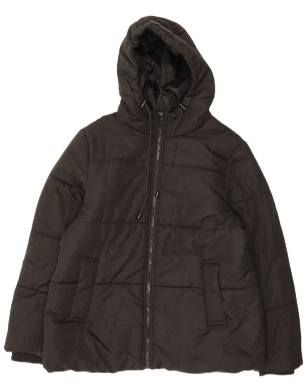 John Lewis Wattierte Damenjacke mit Kapuze, UK 16, Größe L, Schwarz, Polyester