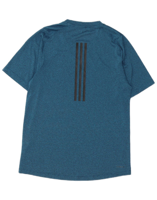 Adidas Herren Climalite T-Shirt Top Small Marineblau gestreift Polyester