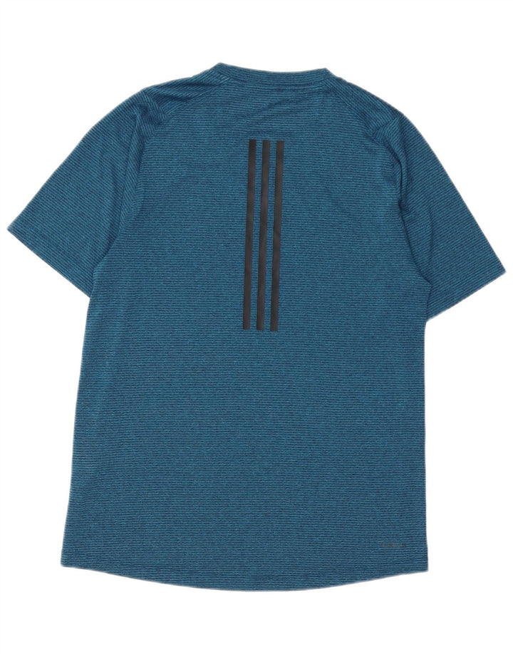 Adidas Herren Climalite T-Shirt Top Small Marineblau gestreift Polyester