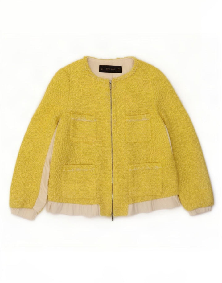 Zara Damen-Blazer mit durchgehendem Reißverschluss, UK 14, Mittelgelb, Farbblock