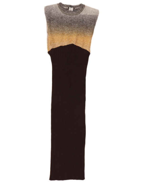 Ärmelloses, figurbetontes Damenkleid von Zara, Größe S, Braun, Colourblock-Nylon