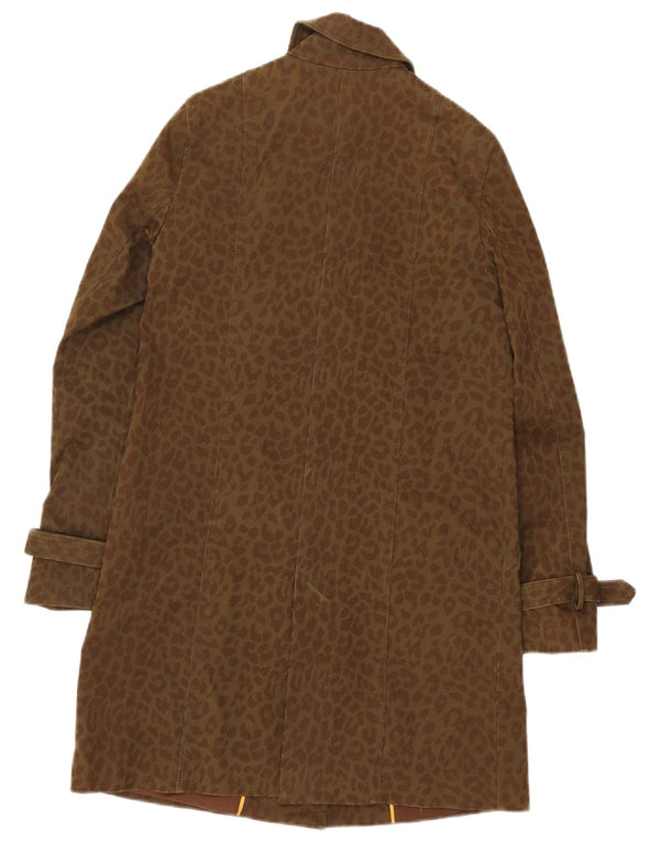Zara Damen Trenchcoat UK 10 Small Khaki Animal Print Baumwolle