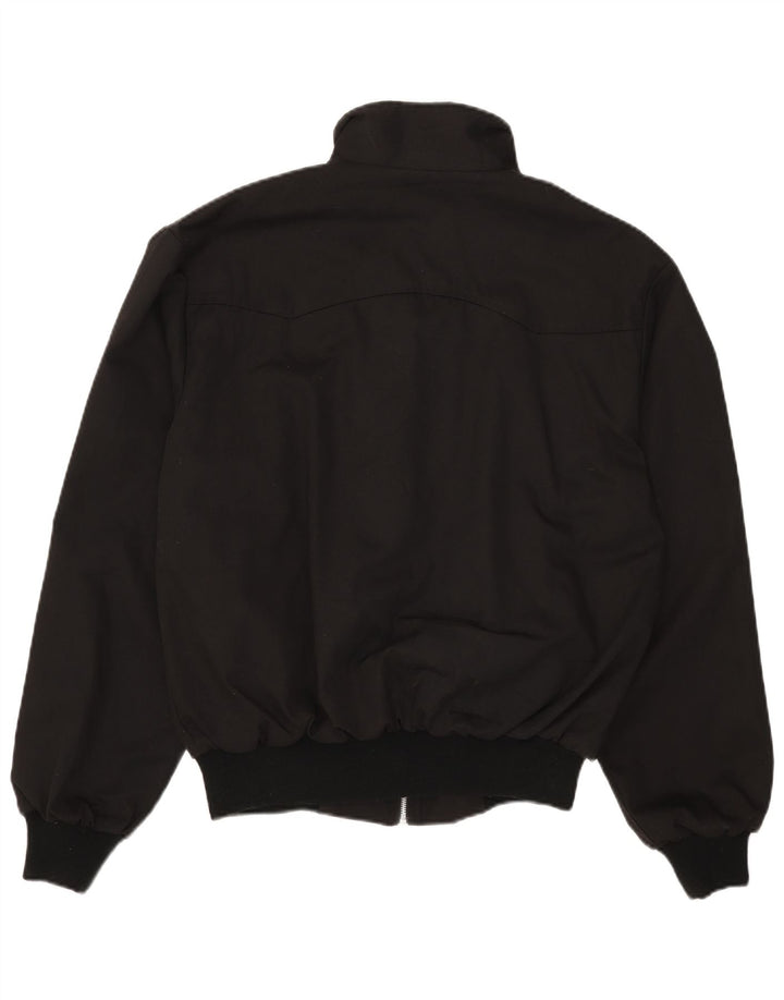 Vintage Herren Bomberjacke UK 40 Großes schwarzes Polyester