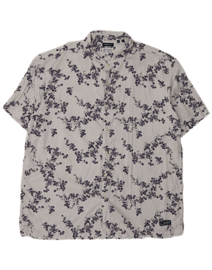 Superdry Herren Kurzarmhemd 2XL Grau Blumen Modal