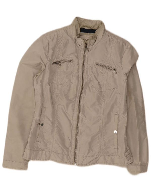 Geox Damen Bomberjacke UK 10 Small Grau Polyester
