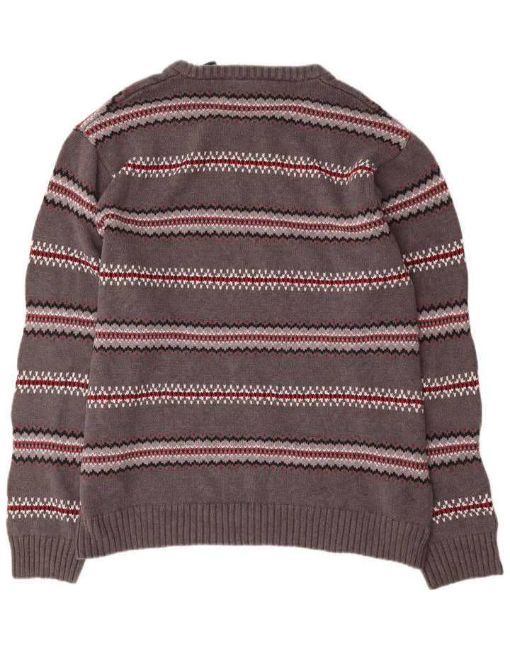 Chaps Herren-Pullover mit Rundhalsausschnitt, XL, grau gestreift, Baumwolle