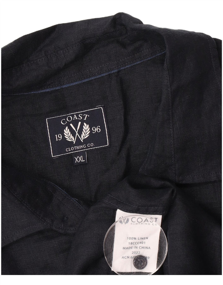 Coast Herren Kurzarmhemd 2XL Marineblaues Leinen