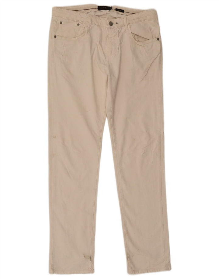 Massimo Dutti Damen Slim Jeans EU 42 Large W32 L31 Weiße Baumwolle
