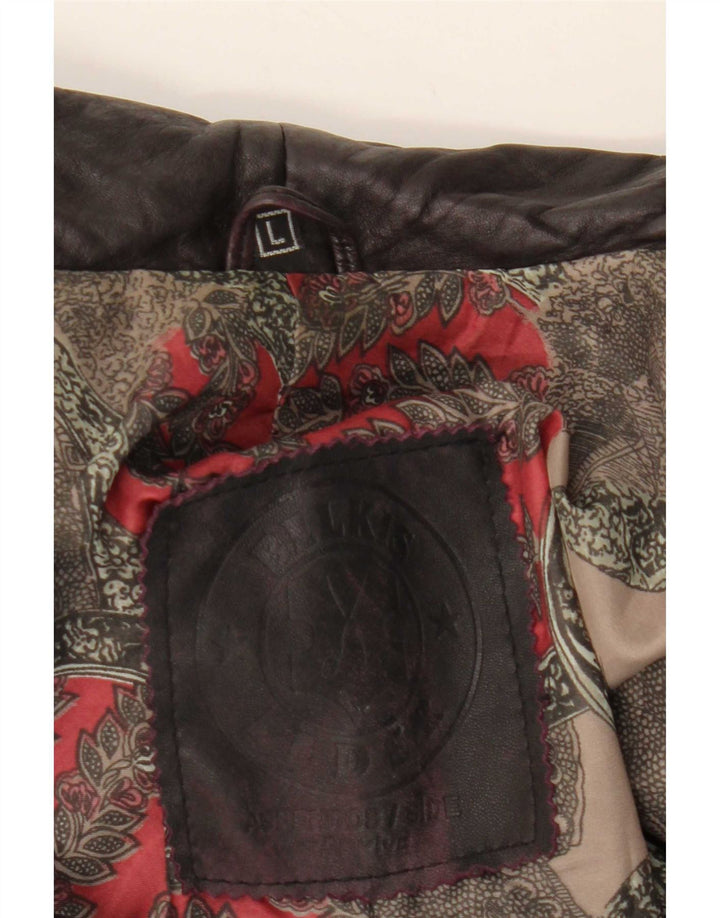 Vintage Damen Lederjacke UK 12 Mittelschwarzes Leder