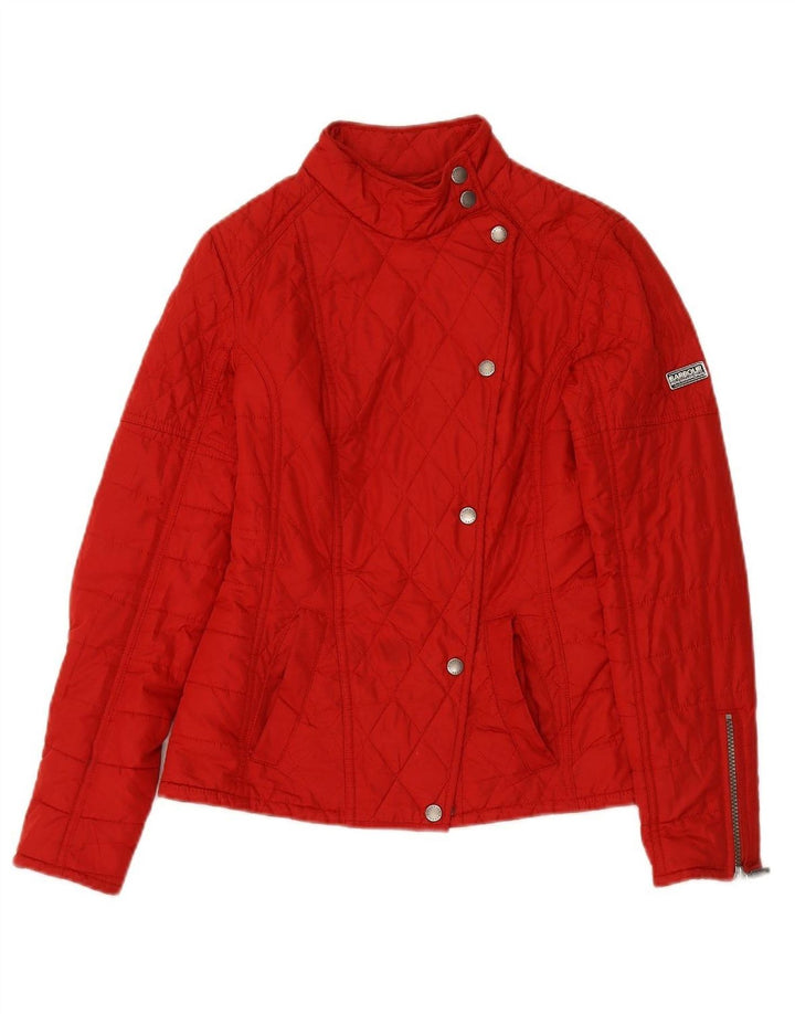 BARBOUR Womens Quilted Jacket UK 8 Small Red Polyester