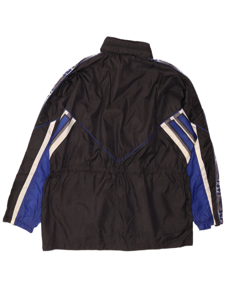 JAKO Herren-Regenjacke mit Kapuze und Grafik, UK 42, XL, schwarzes Colourblock-Nylon