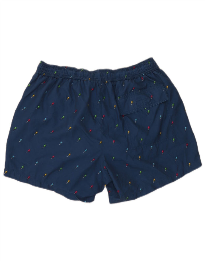 Paul Smith Herren-Badeshorts mit abstraktem Muster, groß, marineblaues Polyester