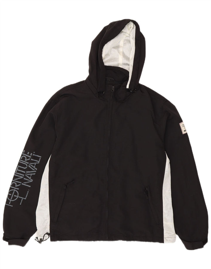 Murphy & Nye Herren-Regenjacke mit grafischer Kapuze, UK 40, Größe L, Schwarz, Farbblock