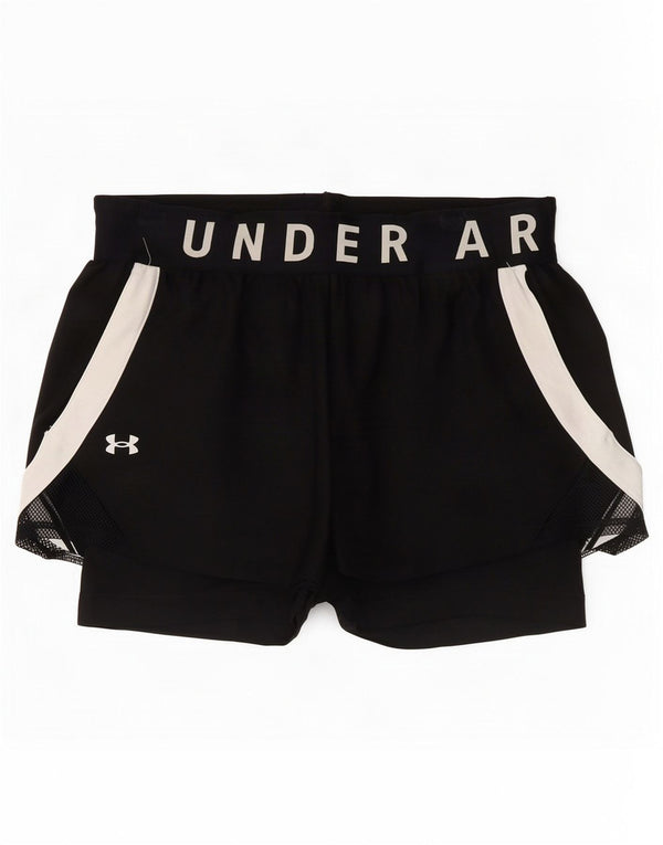 Under Armour Damen Graphic Sport Shorts UK 8 Small Schwarz Colourblock
